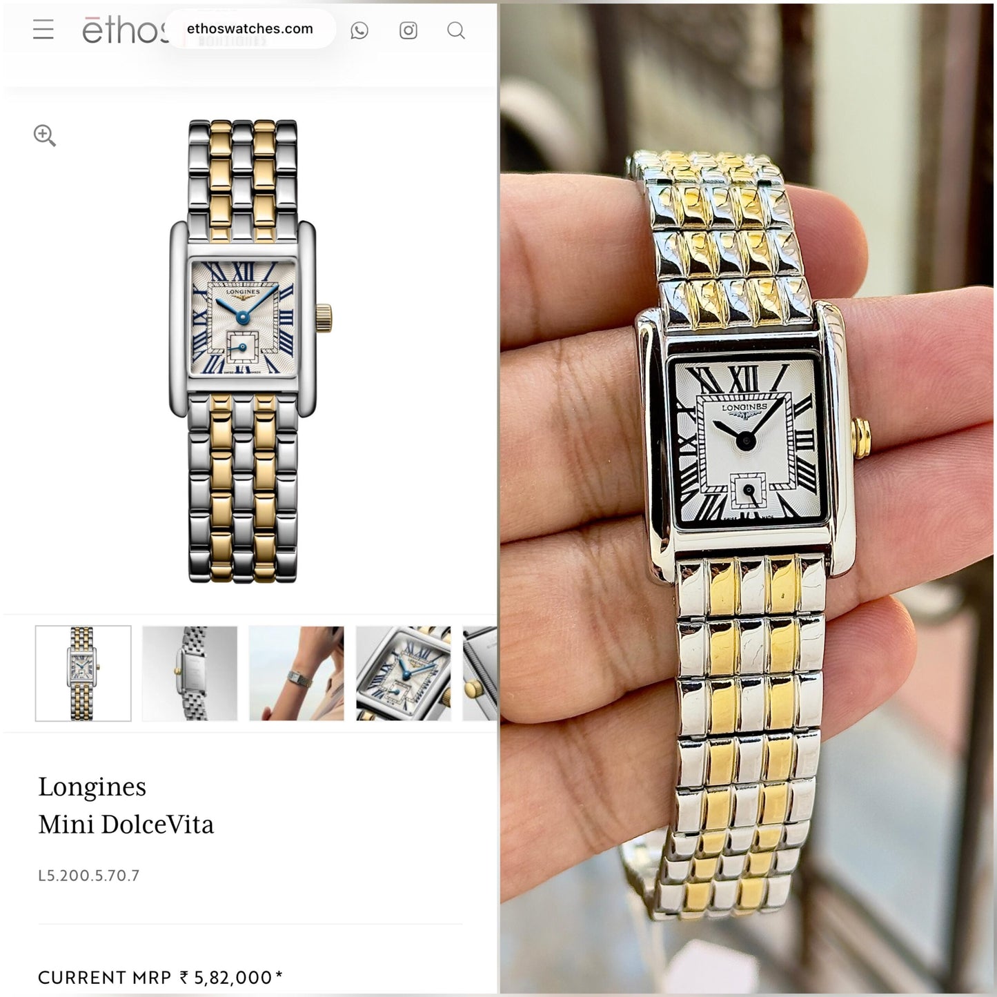 Longines Mini DolceVita Two-Tone Roman Dial