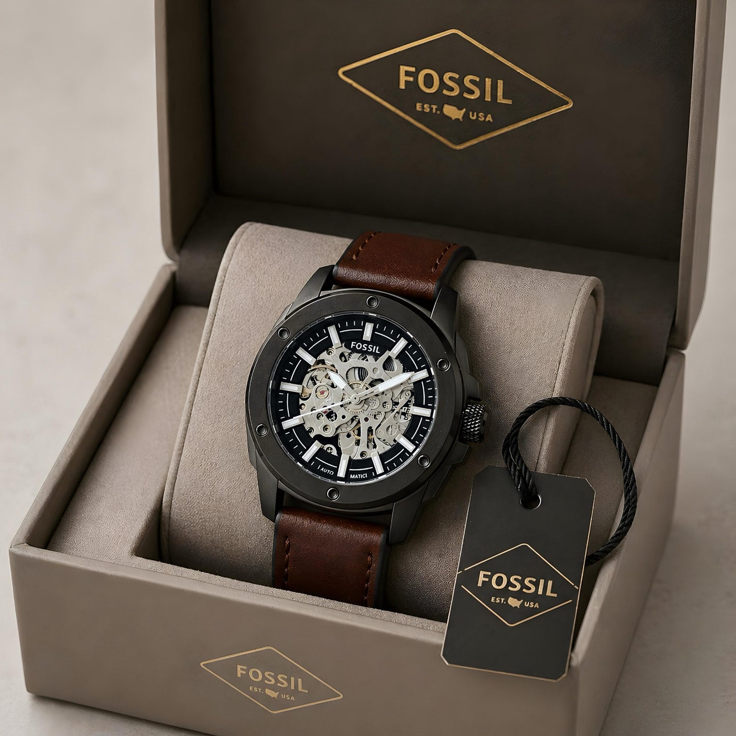 Fossil Automatic Skeleton Black Dial