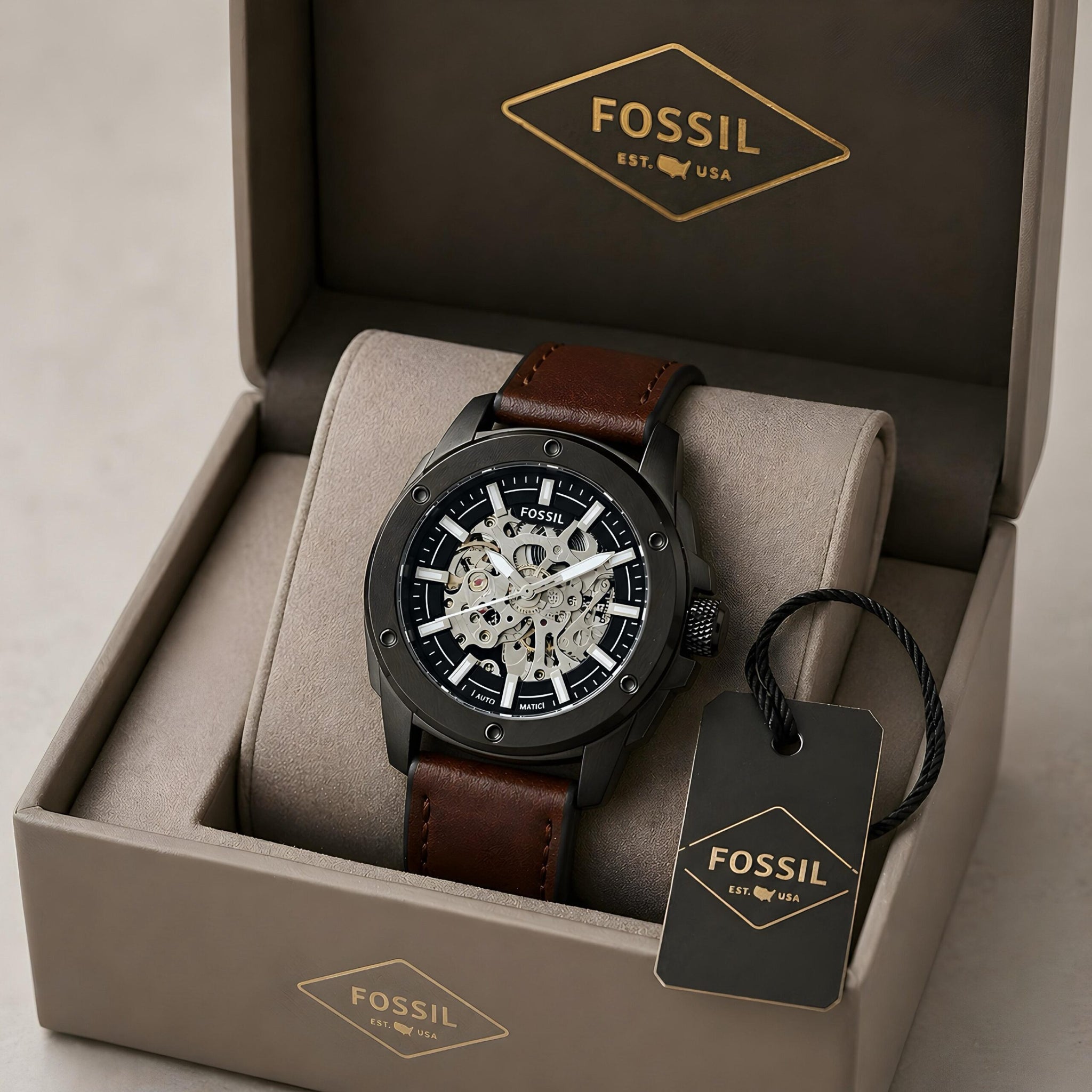 Fossil Automatic Skeleton Black Dial