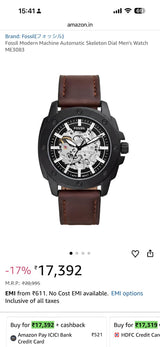 Fossil Automatic Skeleton Black Dial