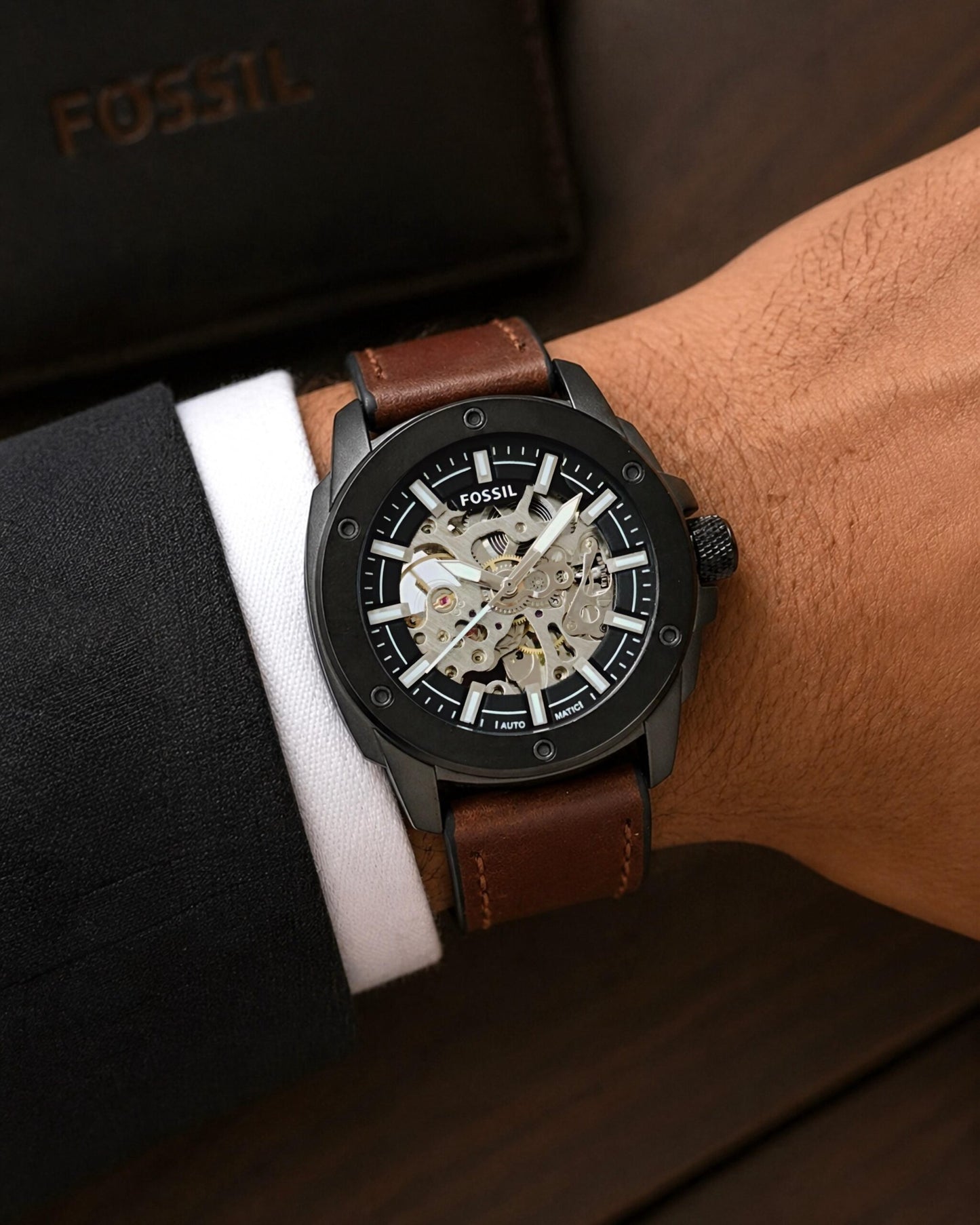 Fossil Automatic Skeleton Black Dial