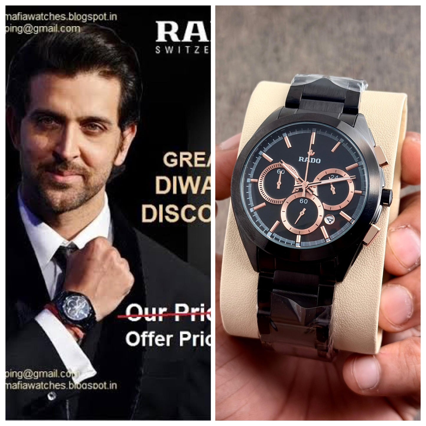 Rado Hrithik Roshan All Black Chronograph