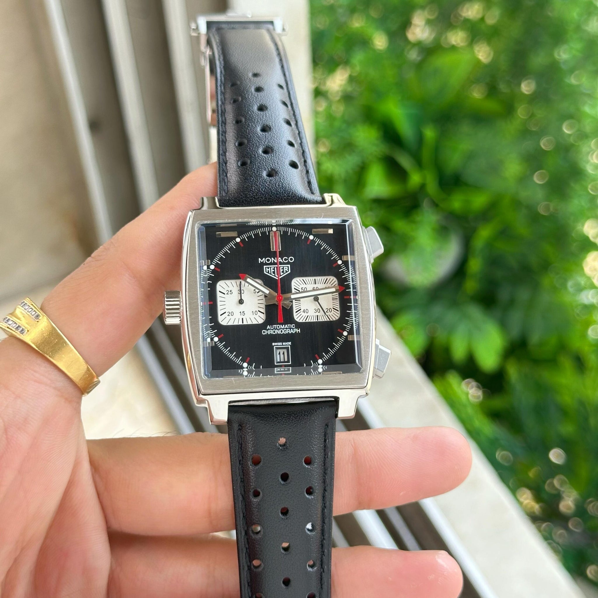 Tag heuer monaco black White chronograph