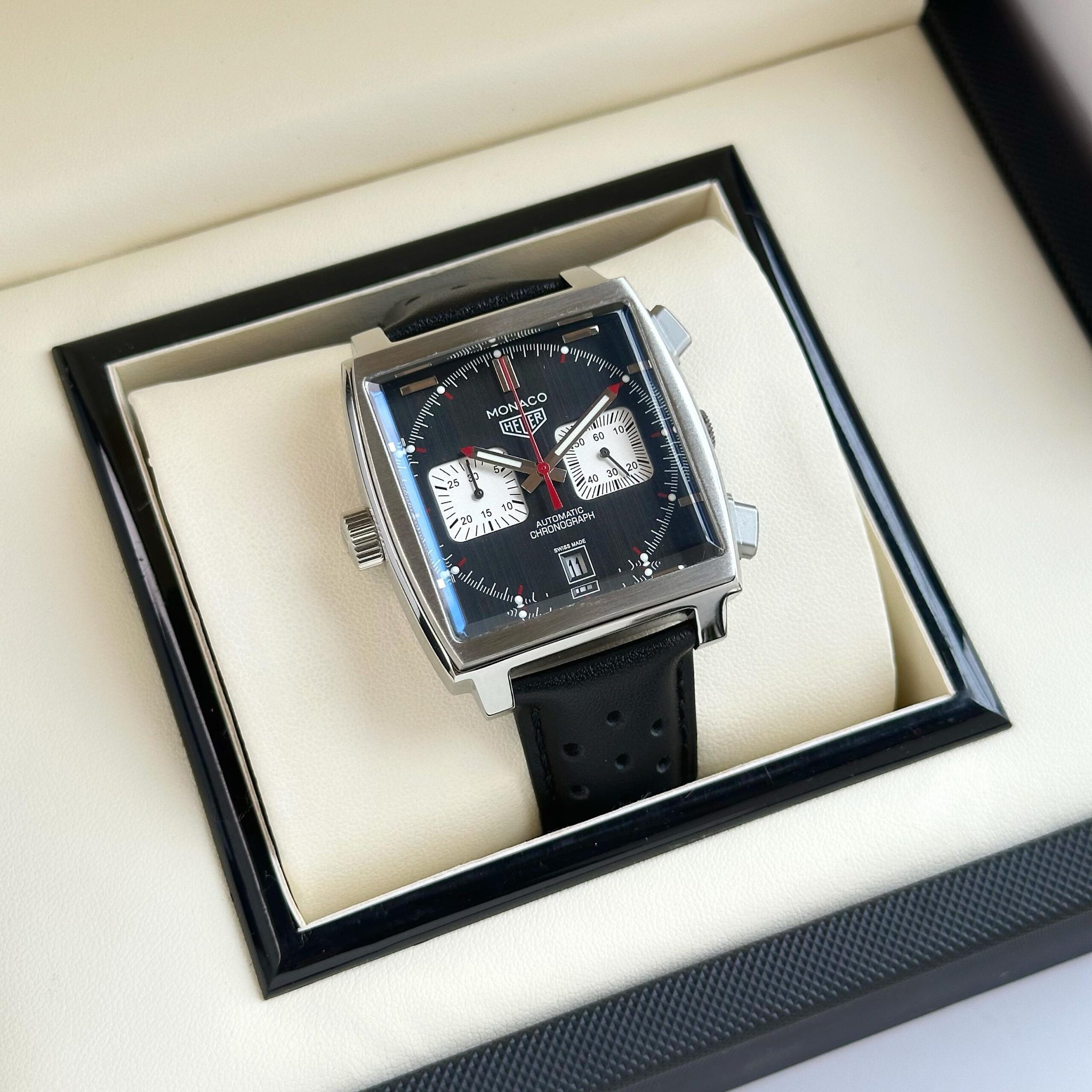 Tag heuer monaco black White chronograph