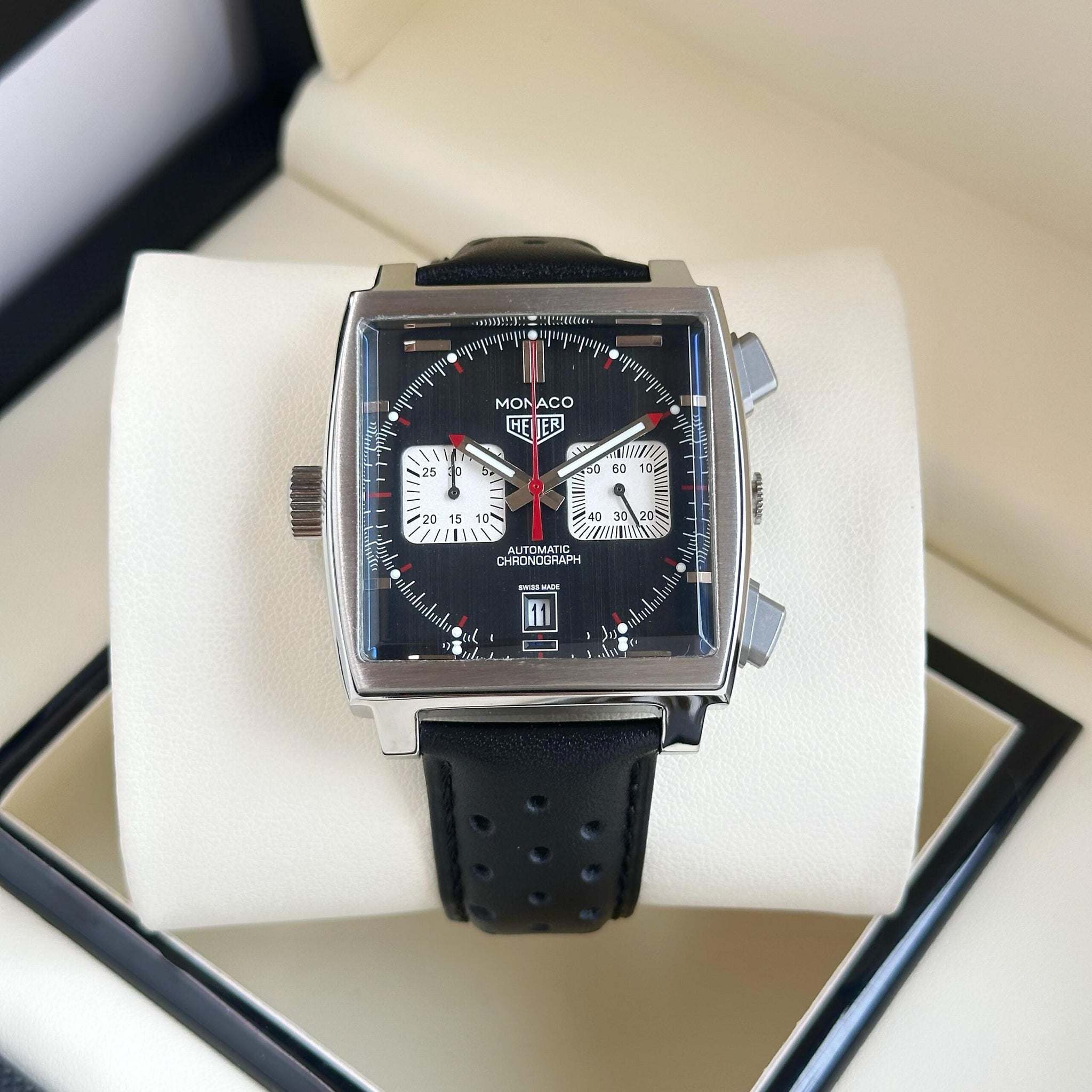 Tag heuer monaco black White chronograph