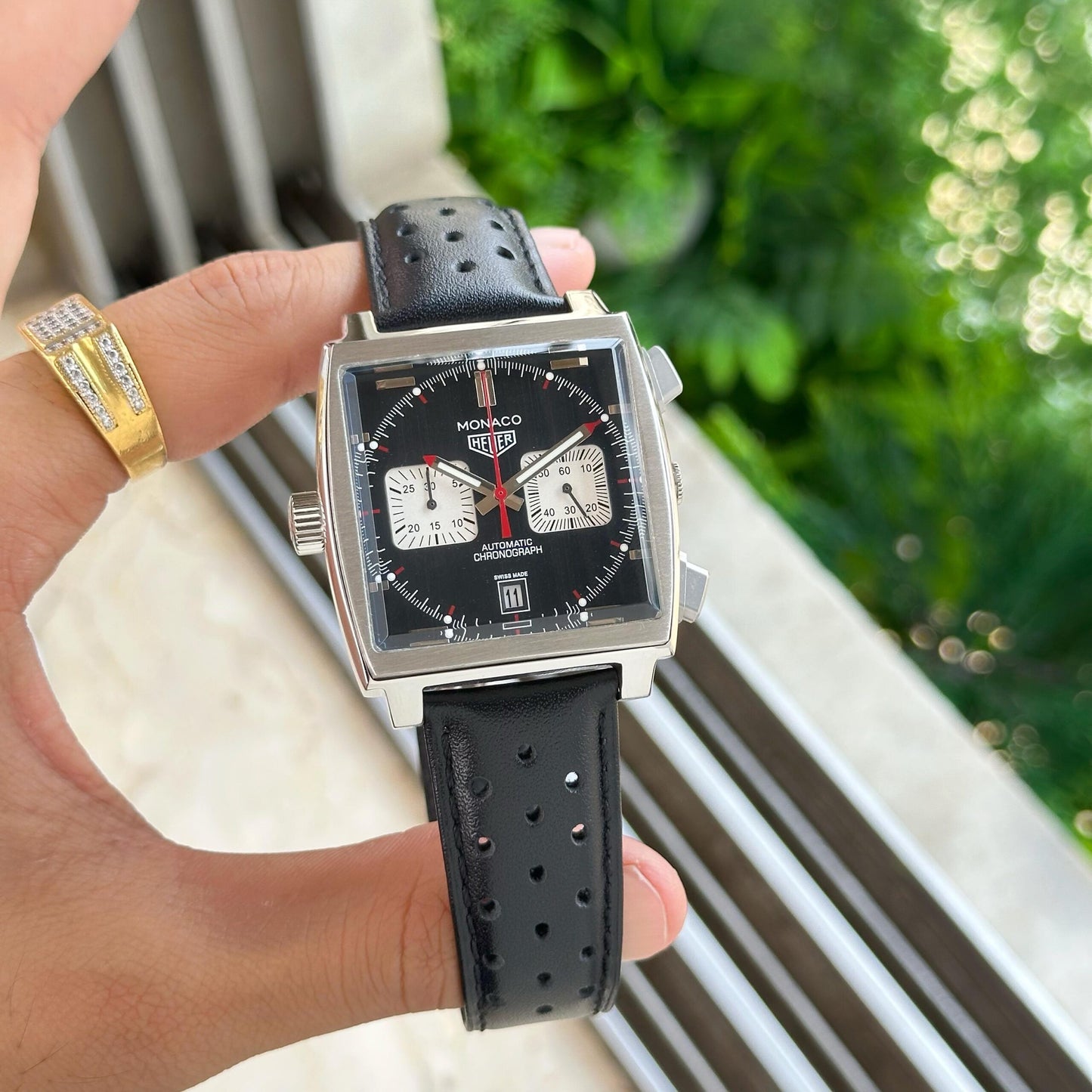 Tag heuer monaco black White chronograph