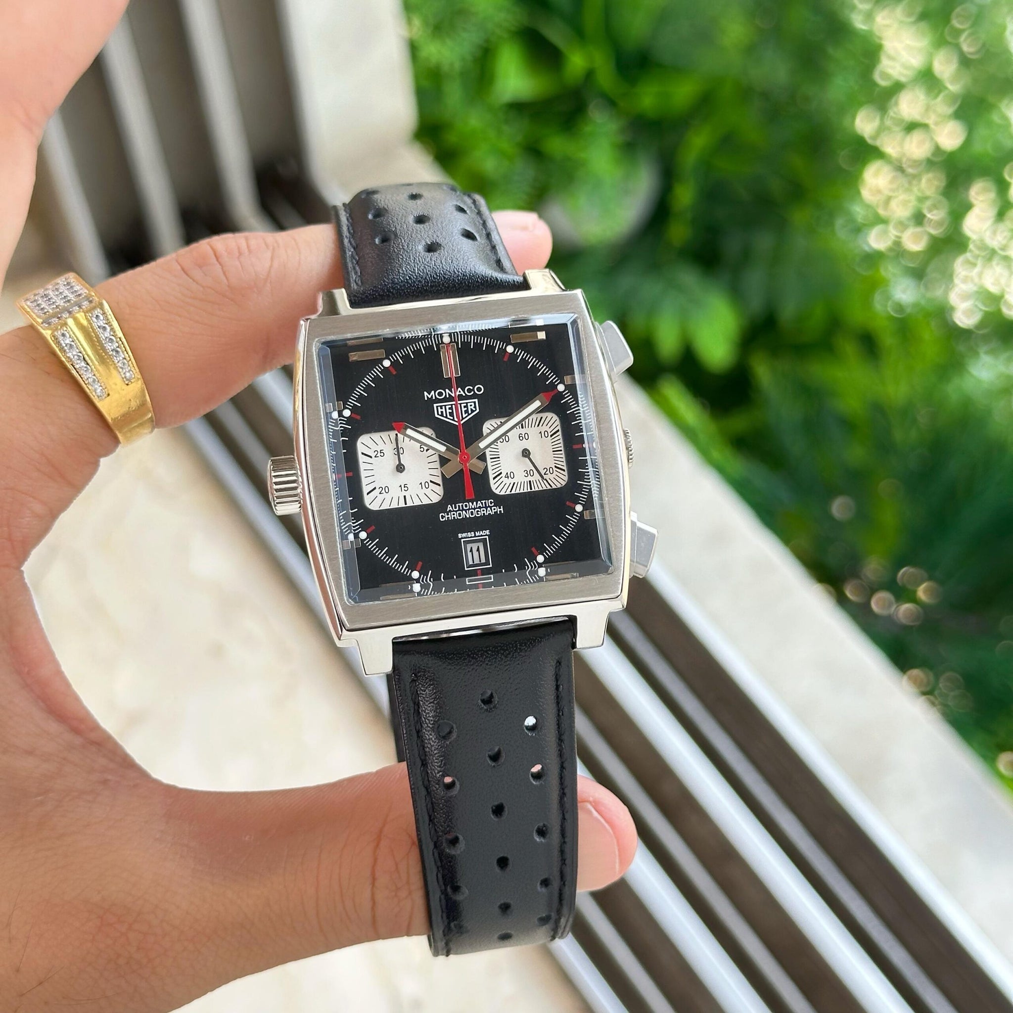 Tag heuer monaco black White chronograph
