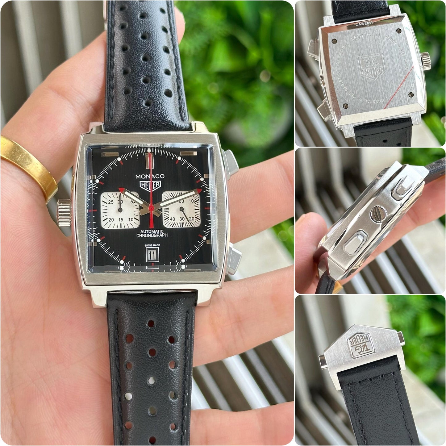 Tag heuer monaco black White chronograph