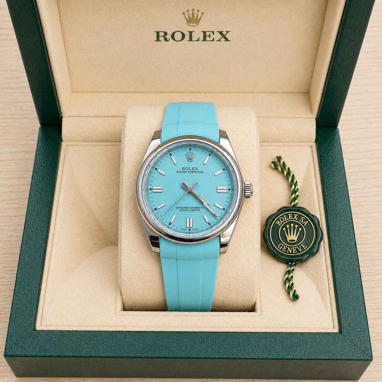 Rolex oyster perpetual tiffany blue edition