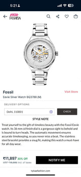Fossil BQ3788 Skeleton Dial