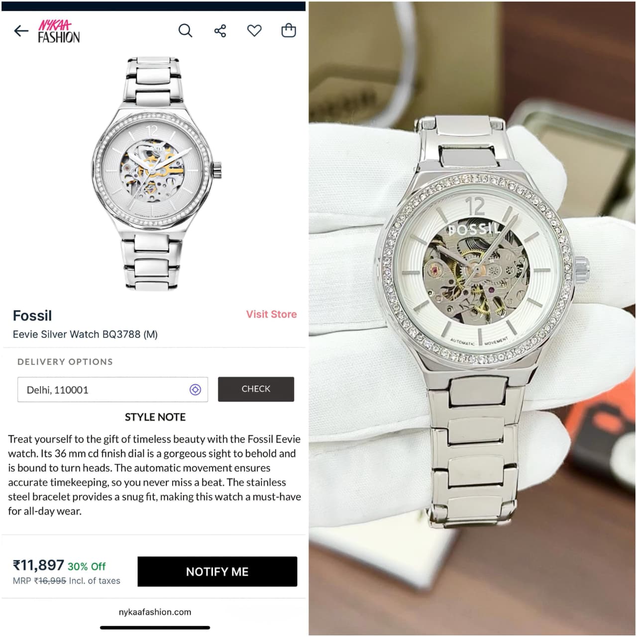 Fossil BQ3788 Skeleton Dial