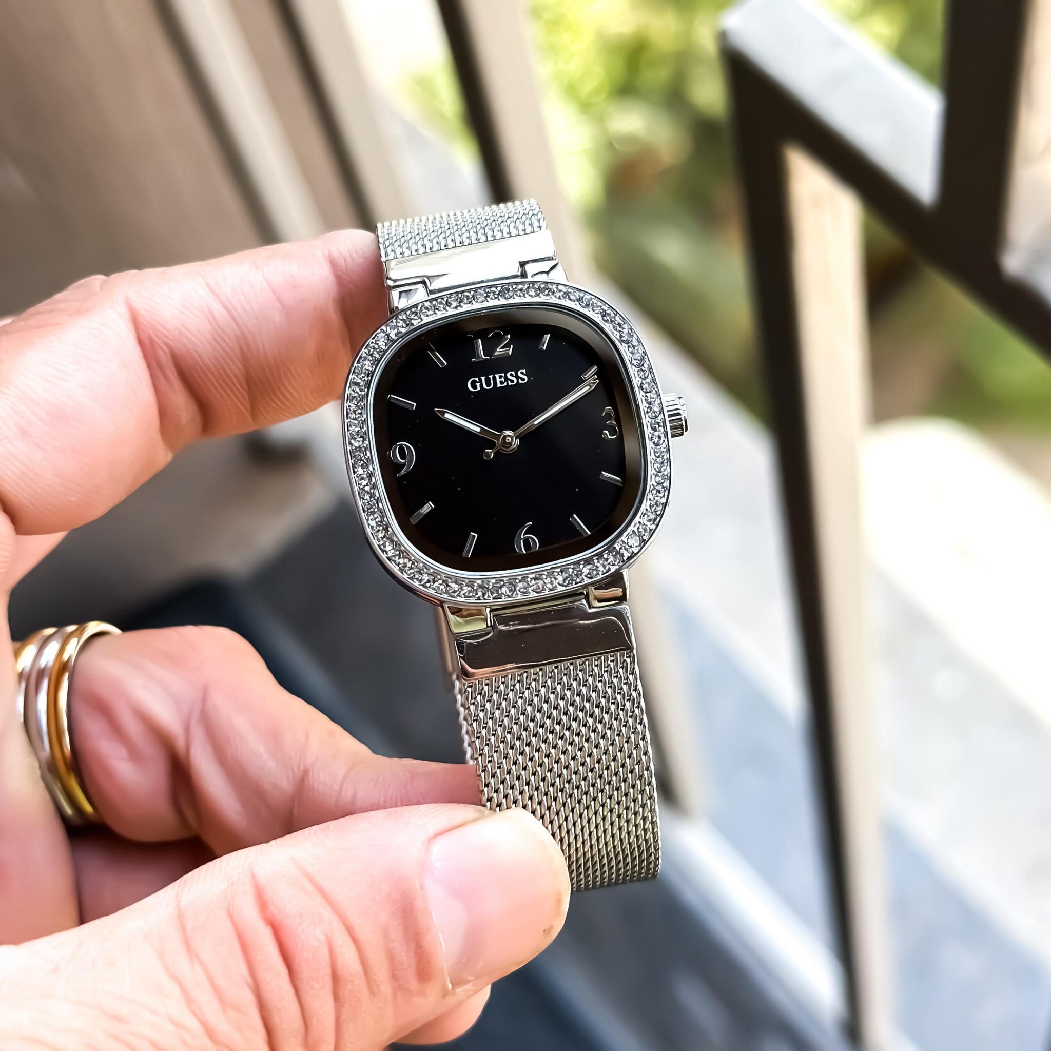 Guess Tapestry Silver Black Dial