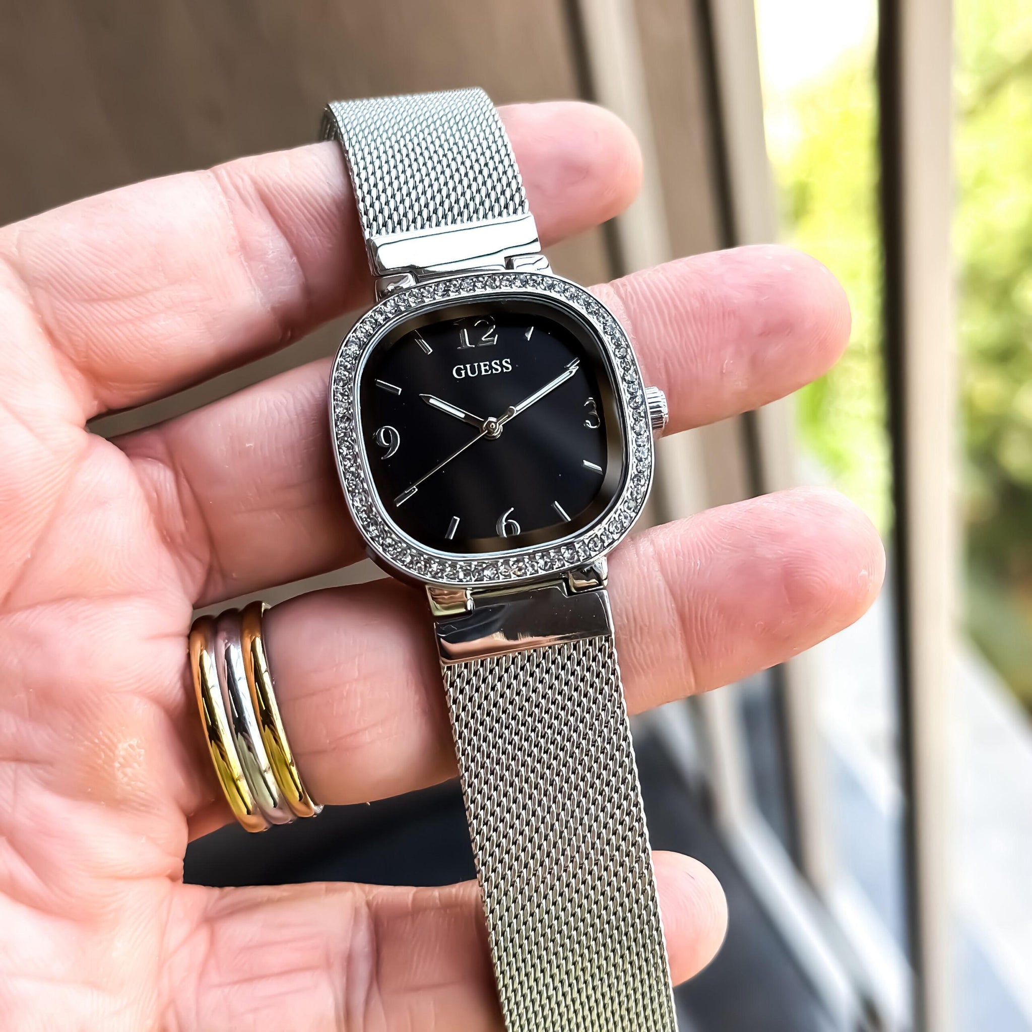 Guess Tapestry Silver Black Dial