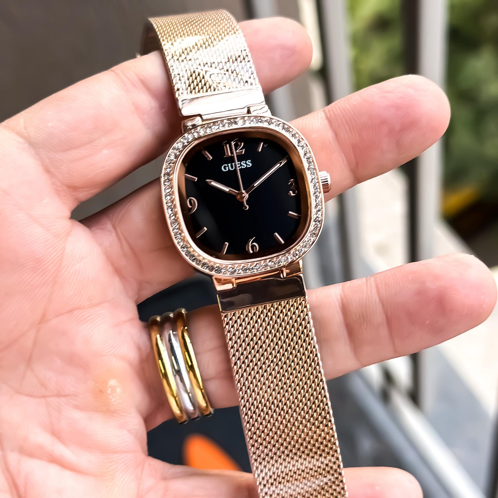 Guess Tapestry Rose Gold Square