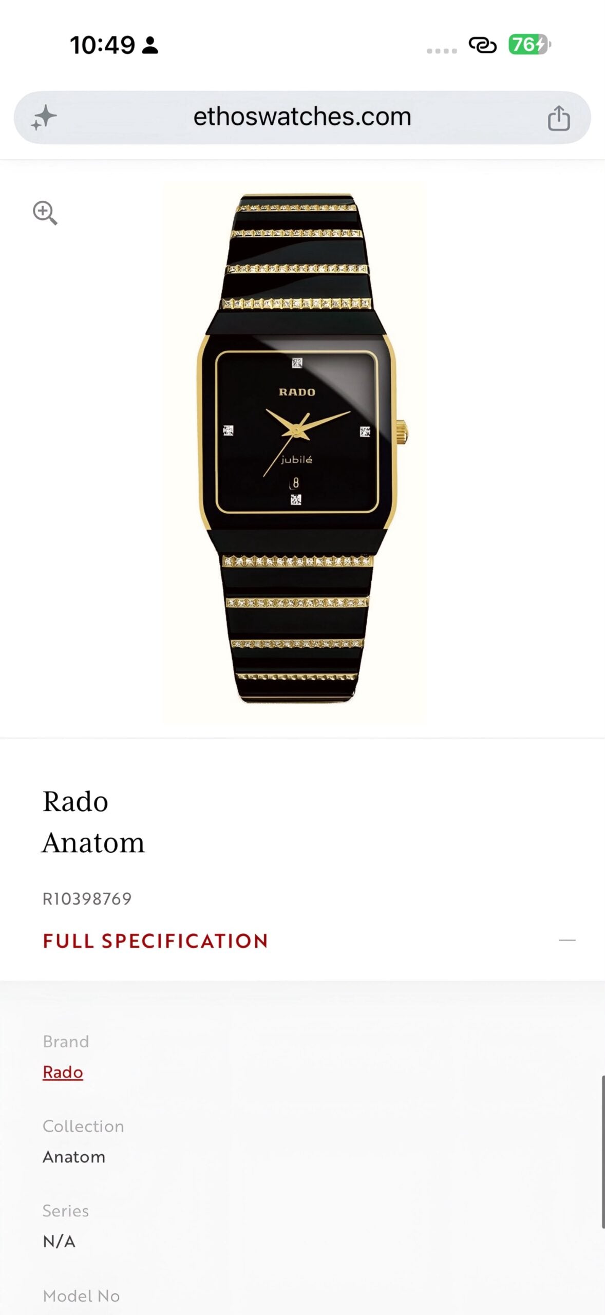Rado Jubile Black Ceramic