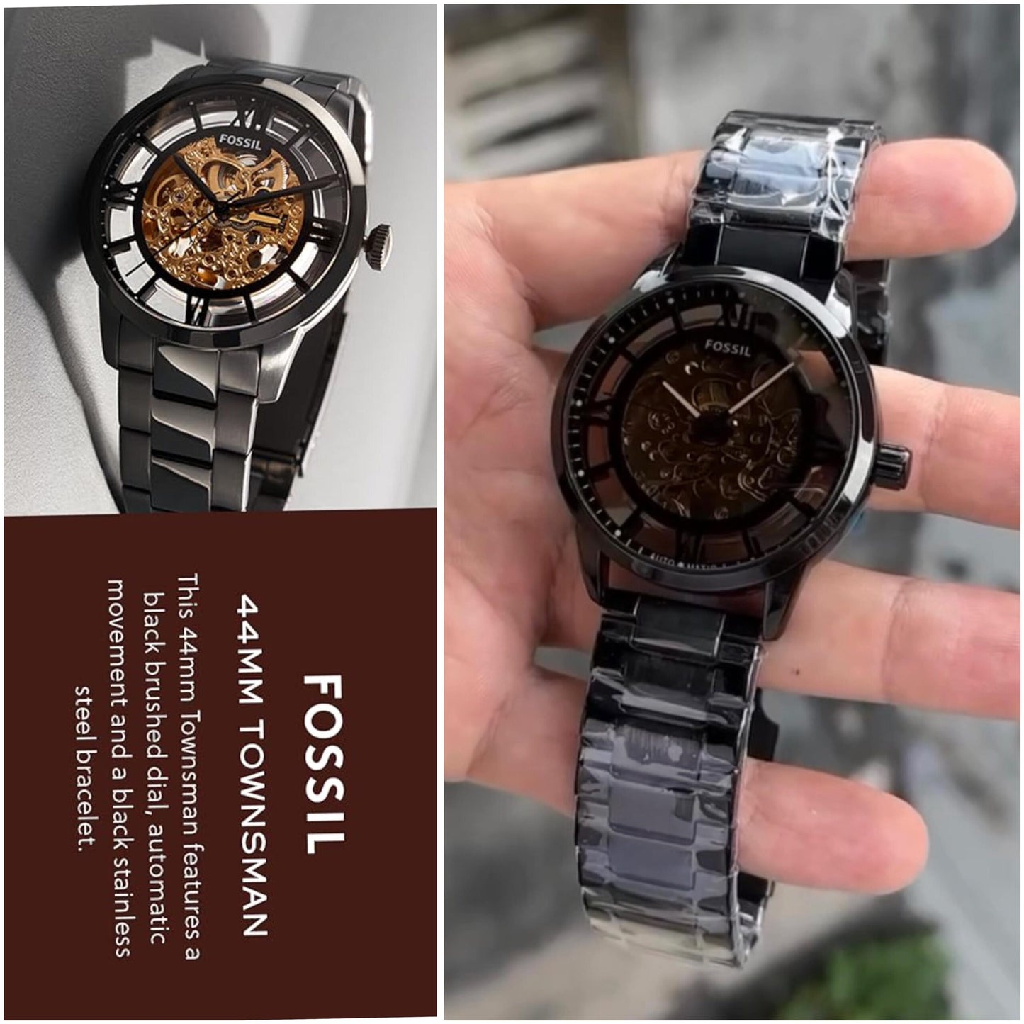 Fossil Machine Automatic Skeleton Black