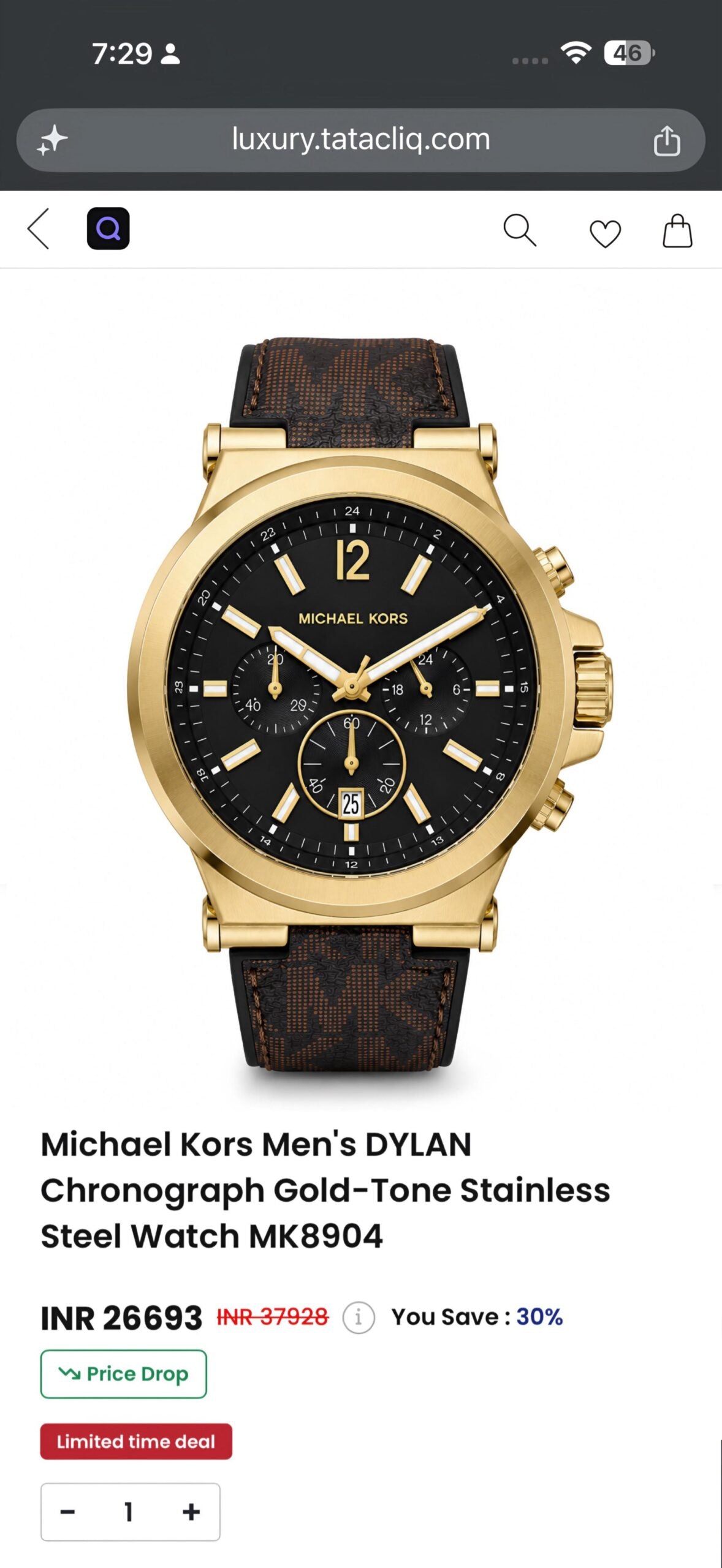 Michael Kors Dylan Black Chronograph