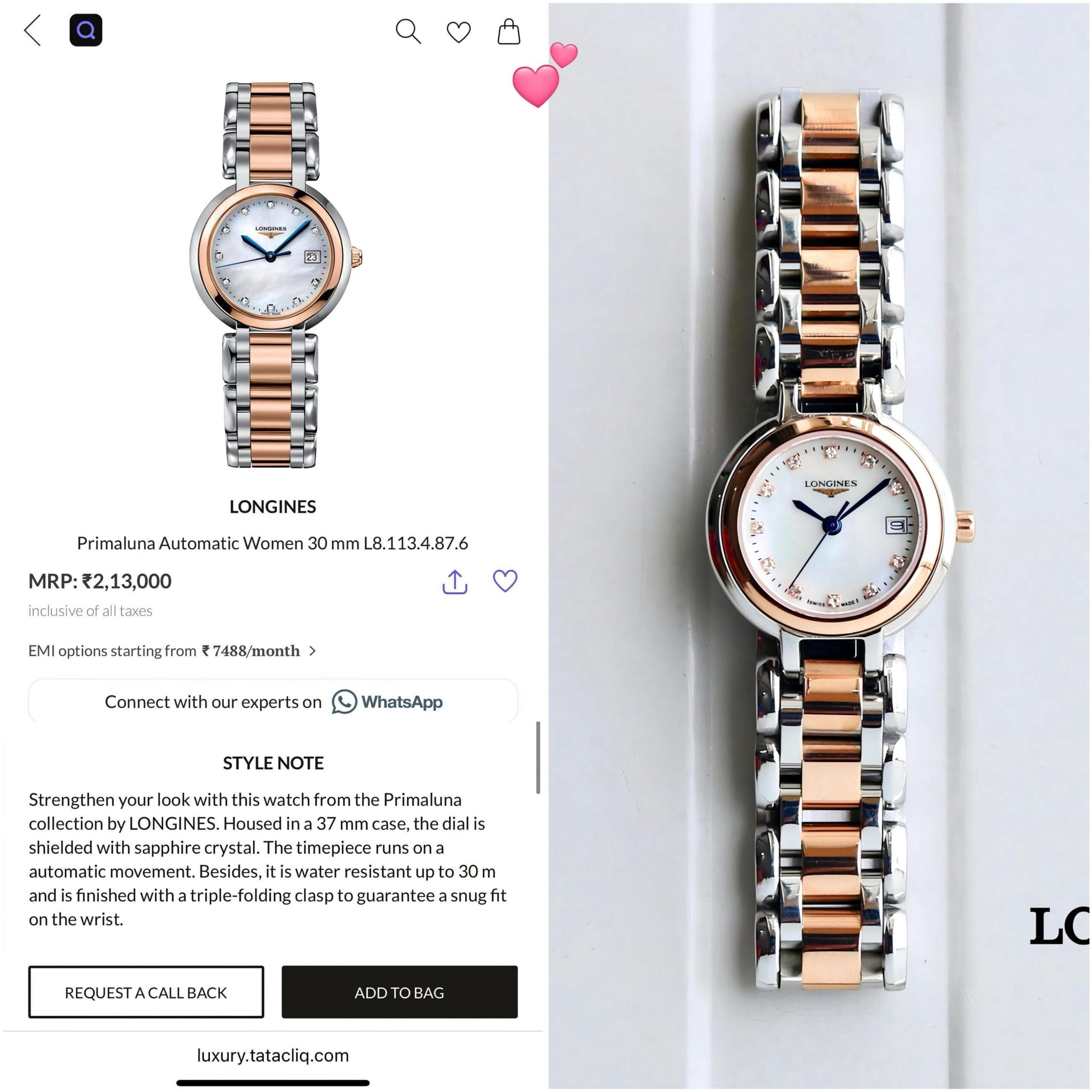 Longines PrimaLuna Mother Of Pearl Edition