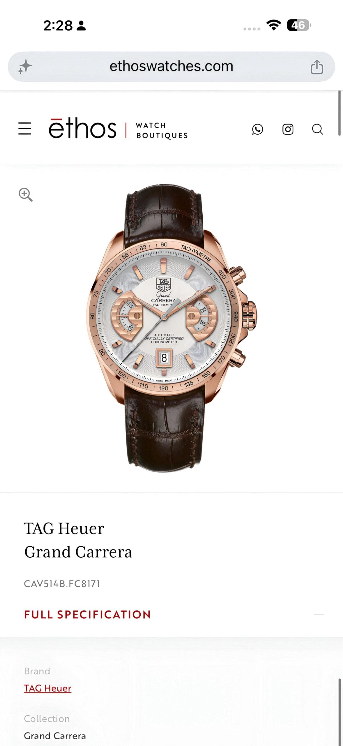 TAG Heuer Grand Carrera White Dial Calibre 17