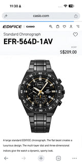 Edifice Casio Black Chronograph