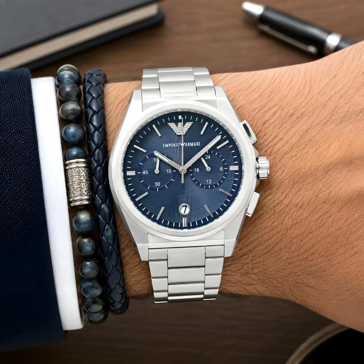 Emporio Armani Blue Sunray Dial