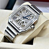 Cartier Santos Skeleton Silver White Dial