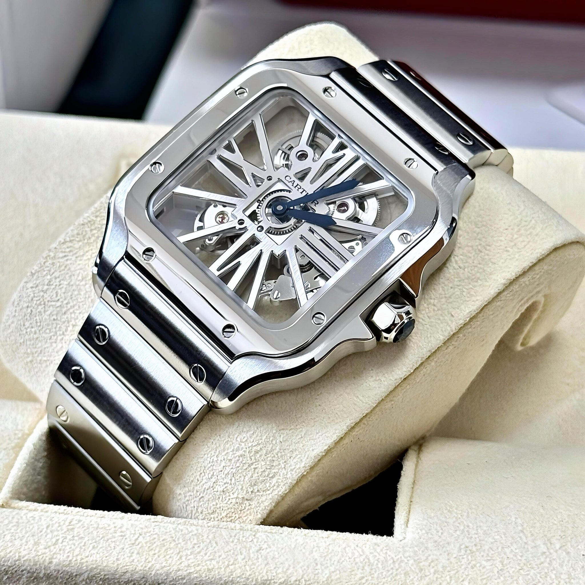 Cartier Santos Skeleton Silver White Dial