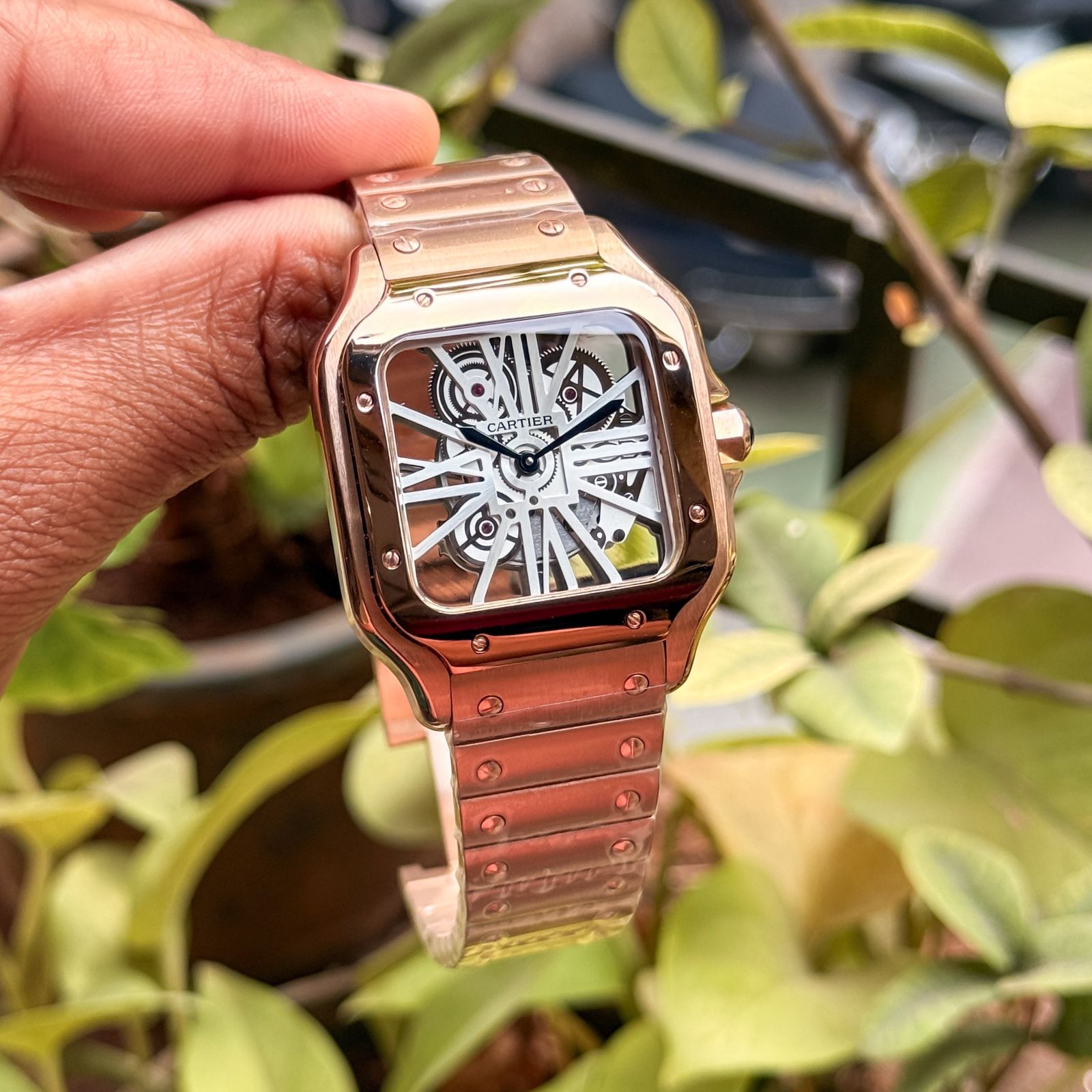 Cartier D’Santos White Skeleton Dial