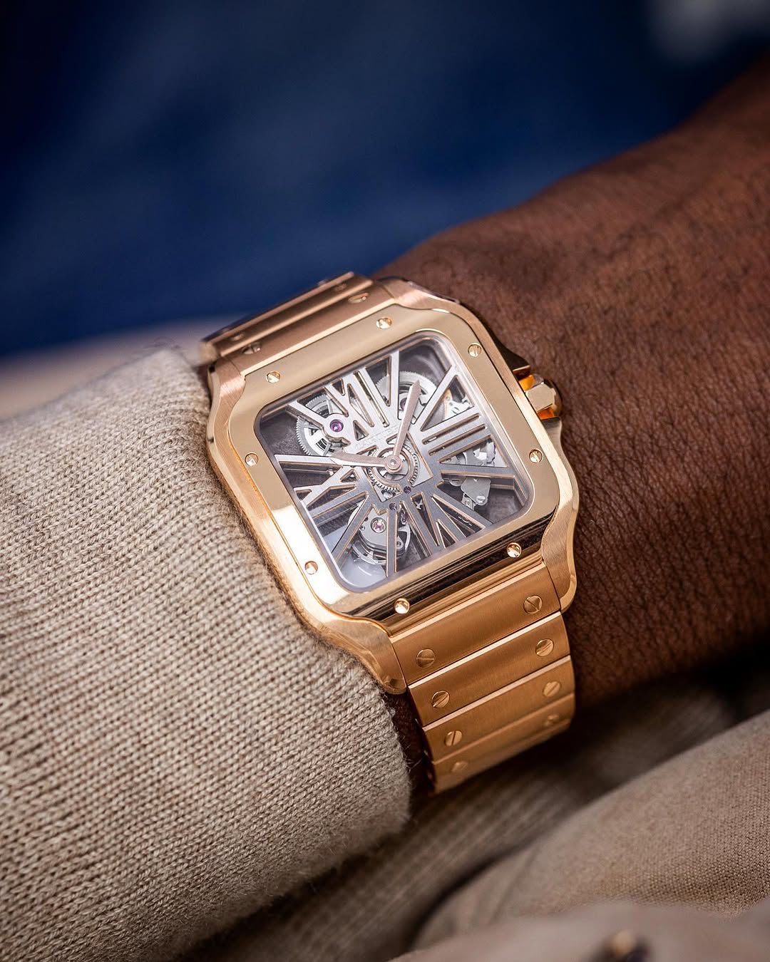Cartier D’Santos White Skeleton Dial