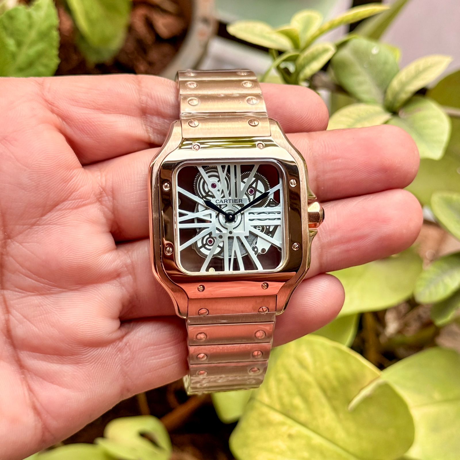 Cartier D’Santos White Skeleton Dial