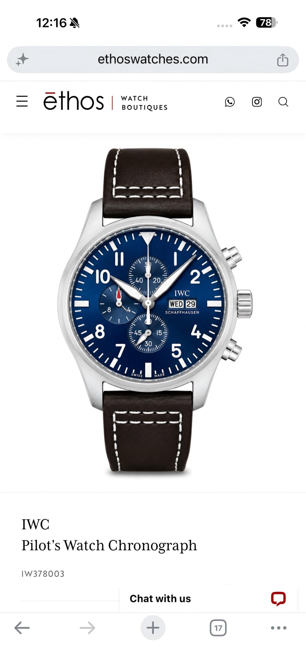 IWC Pilot Chronograph Blue Edition