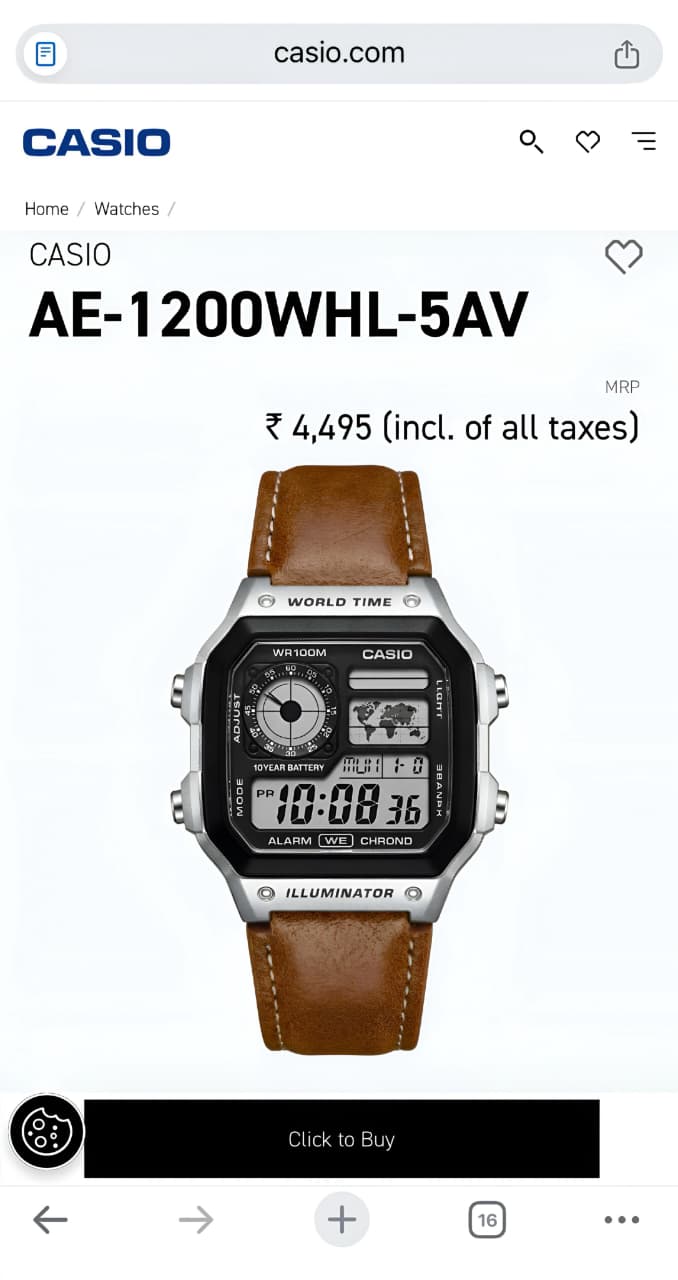 Casio AE-1200WHL-5AV Digital Watch