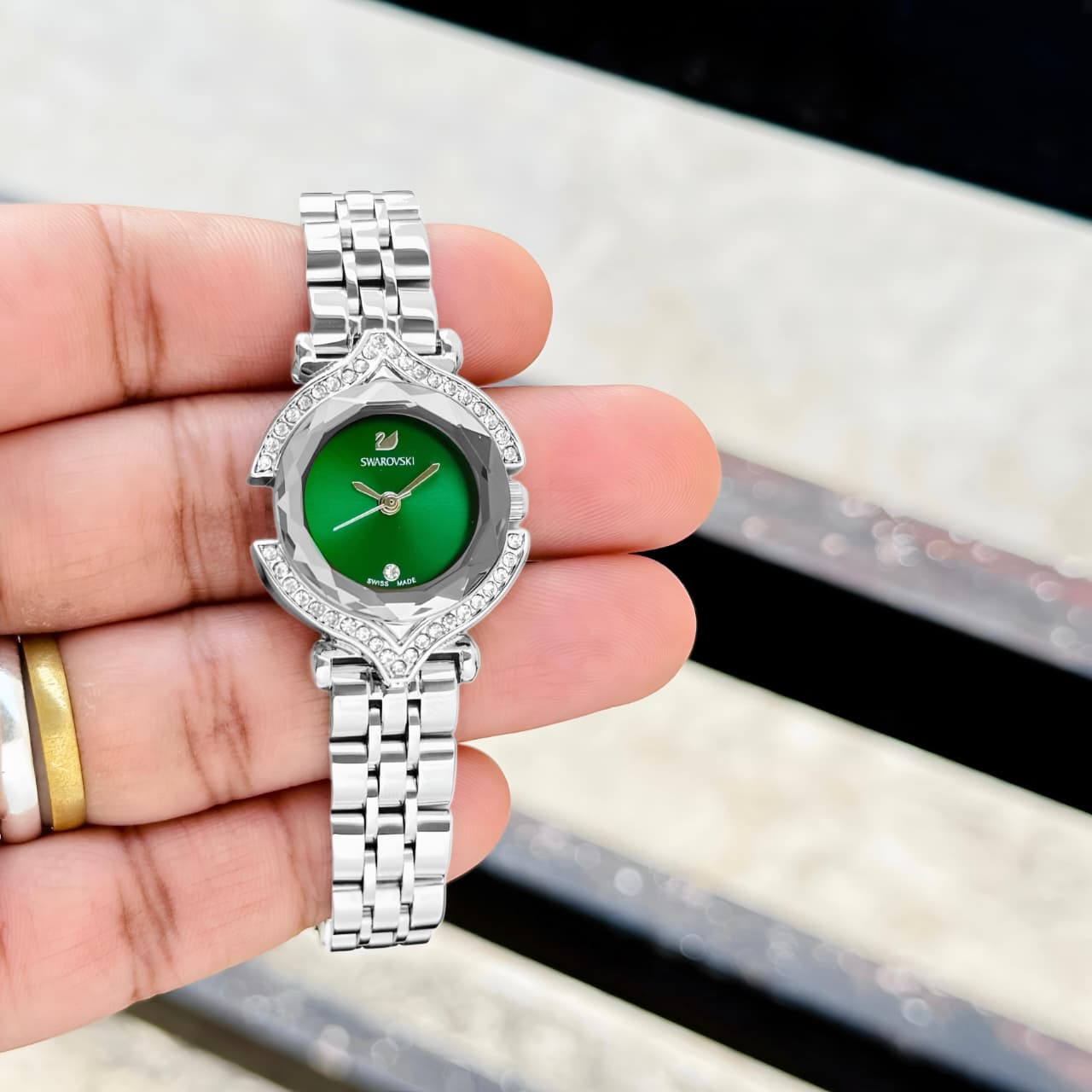 Swarovski Green Sunburst Dial