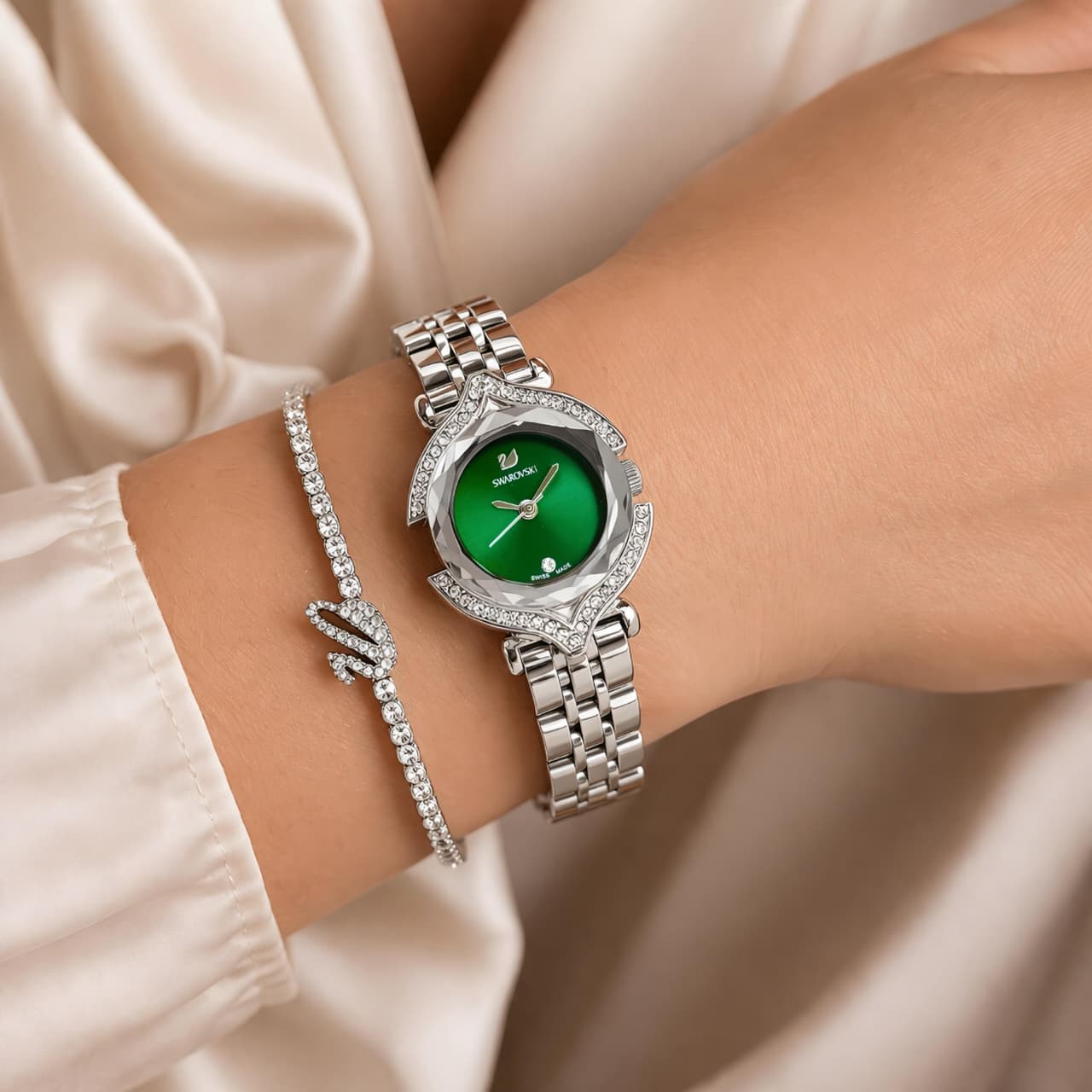 Swarovski Green Sunburst Dial