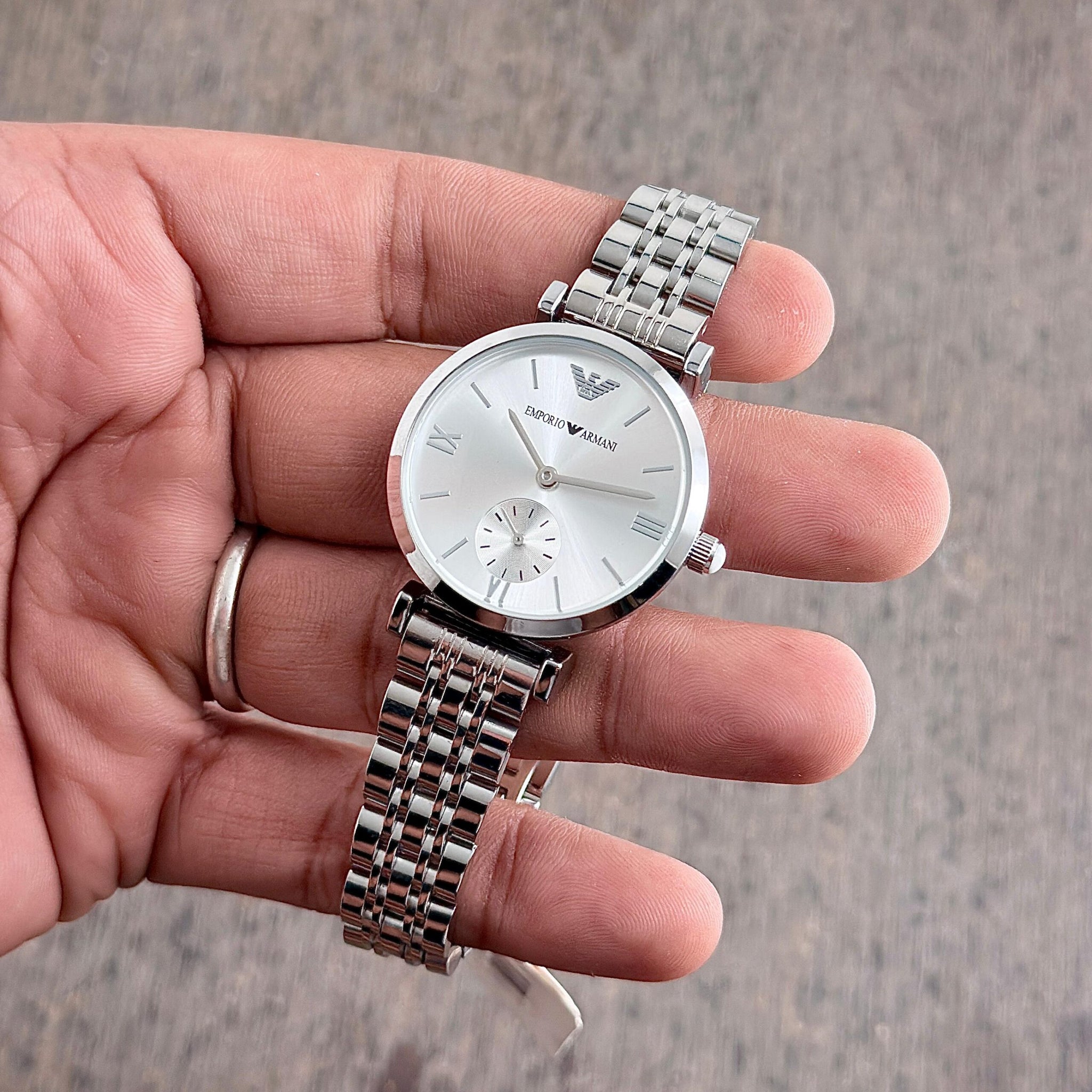 Emporio Armani Silver &amp; White Dial