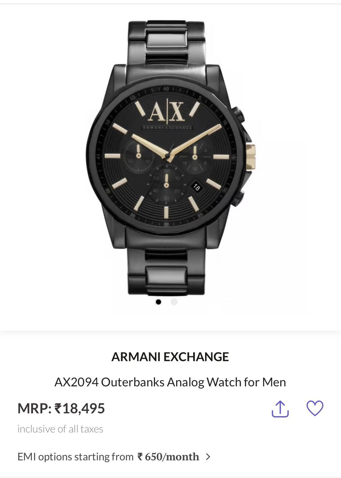 Armani Exchange Black Chronograph