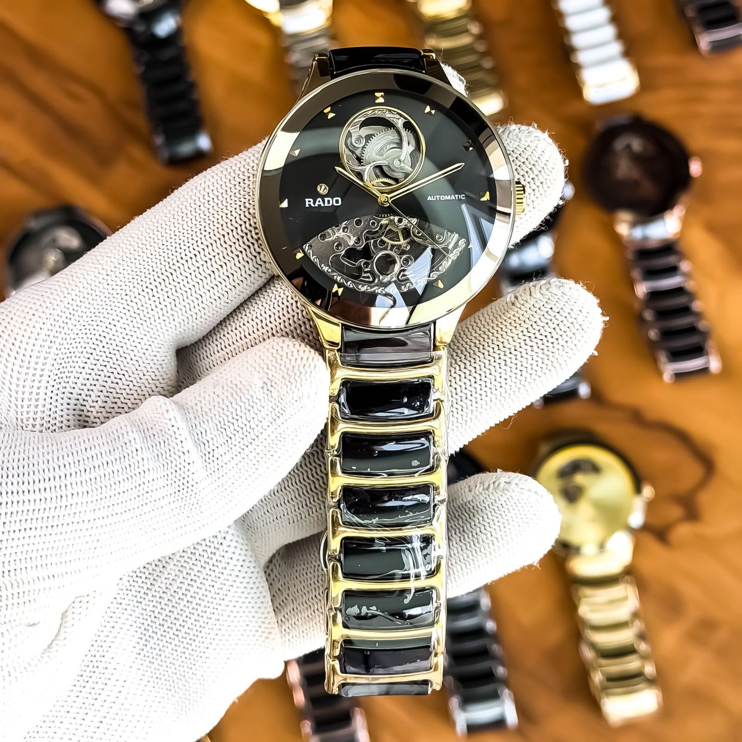 Rado Centrix Golden black Automatic Open Heart Jubile