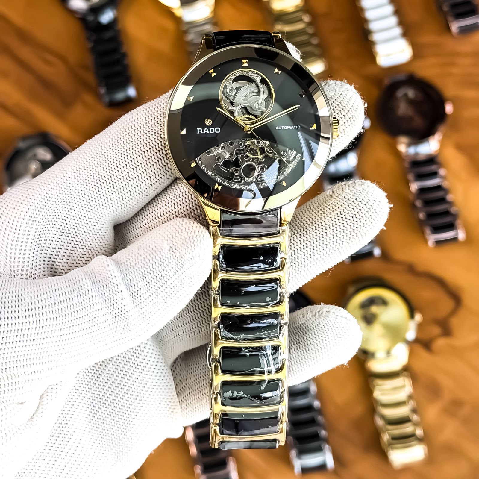 Rado Centrix Golden black Automatic Open Heart Jubile