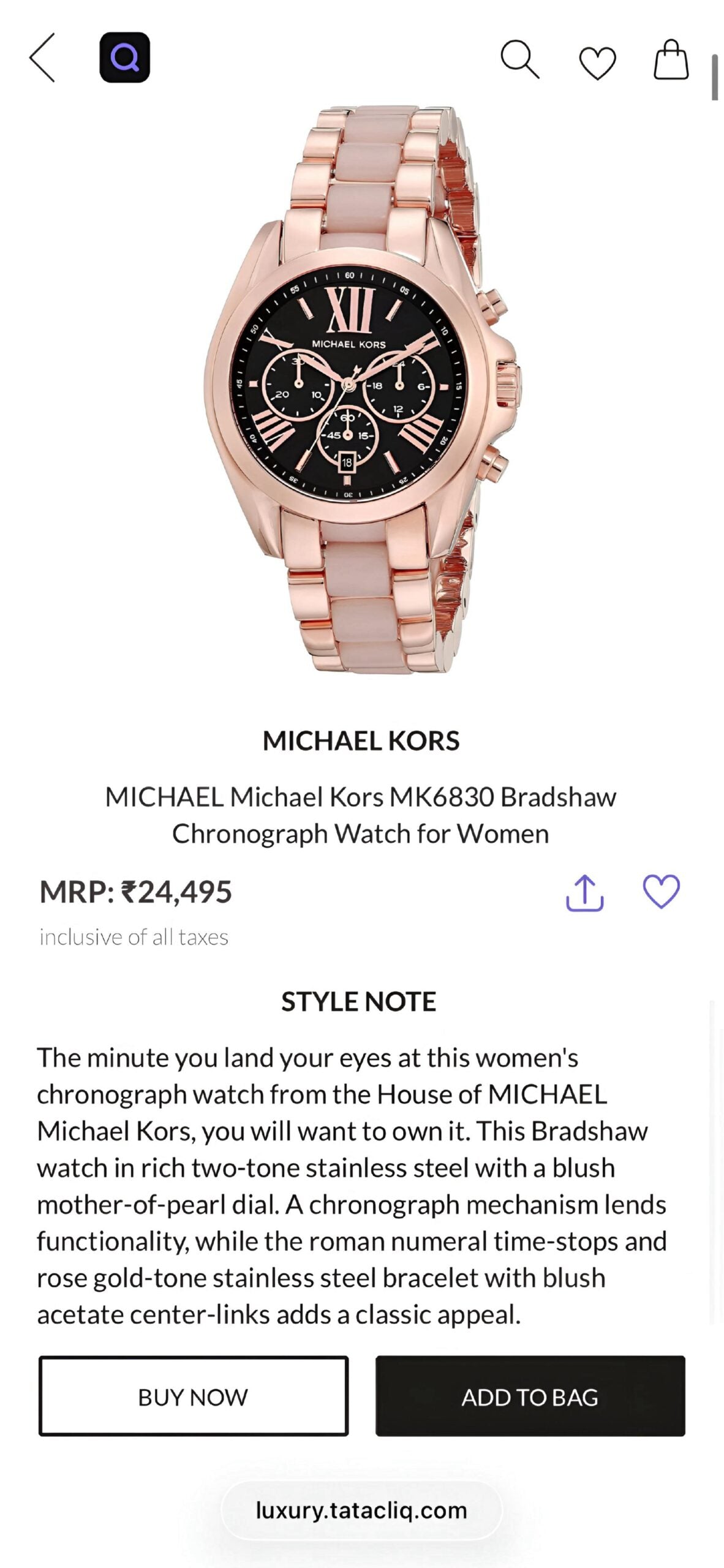 Michael Kors Bradshaw Rose Gold