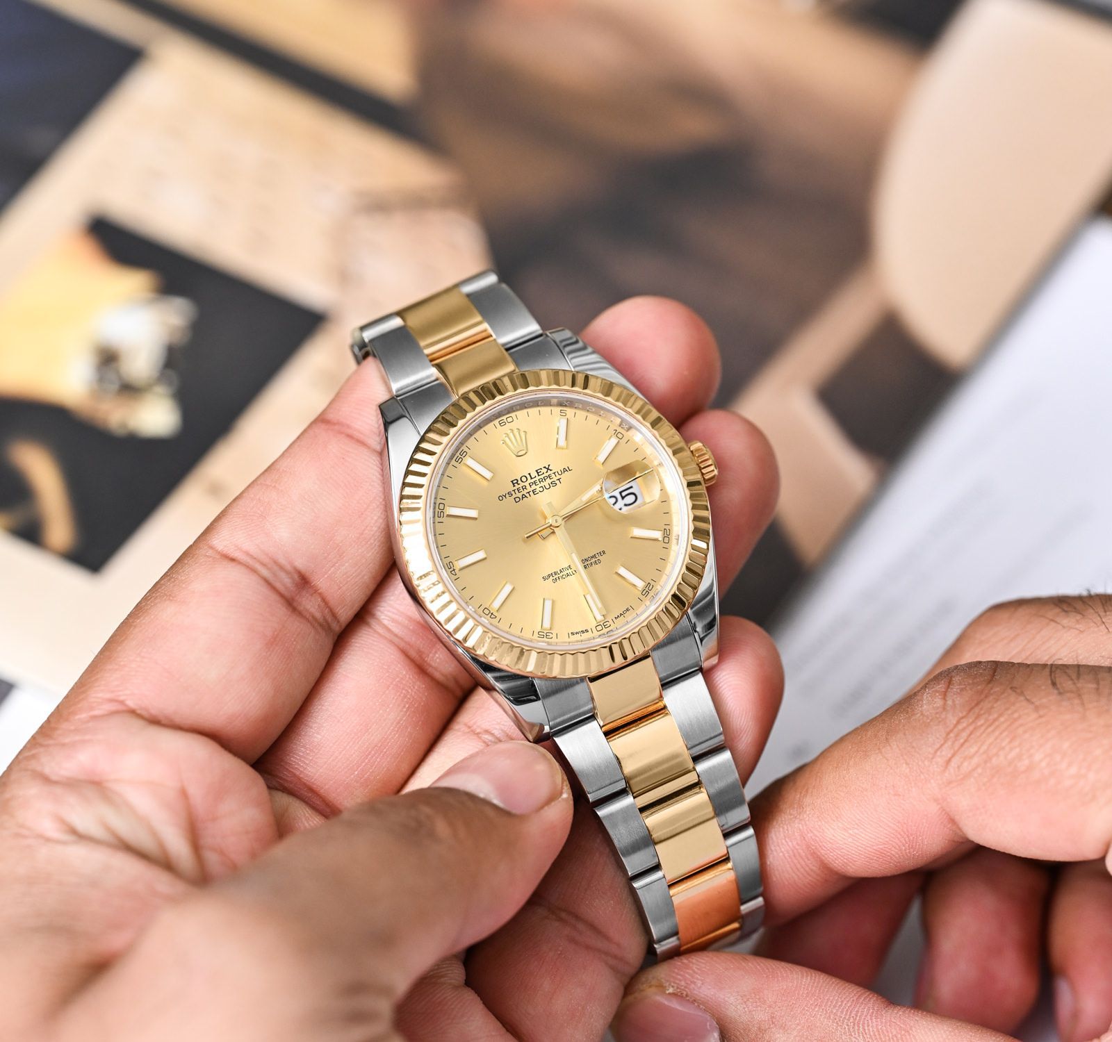 Rolex Oyster DateJust  Yellow Golden Dial