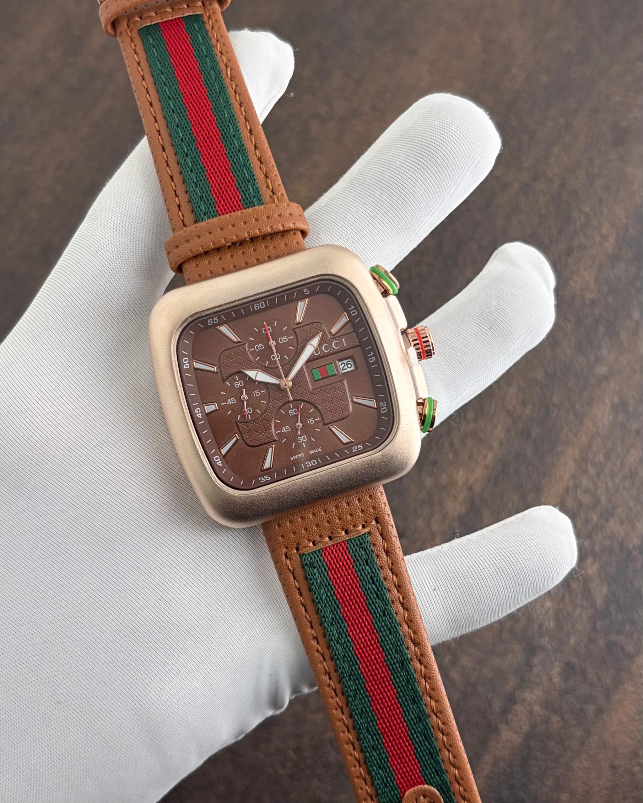 Gucci Elegant Brown Dial Chronograph