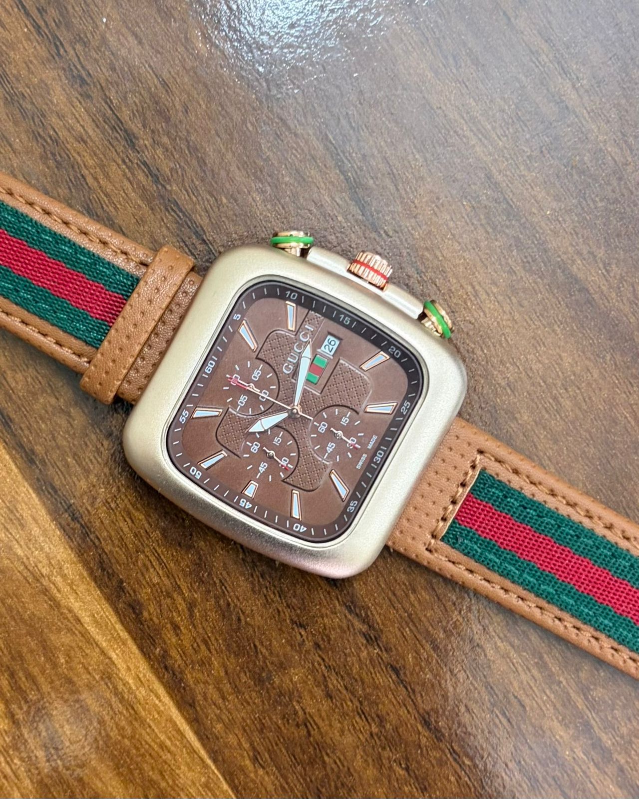 Gucci Elegant Brown Dial Chronograph