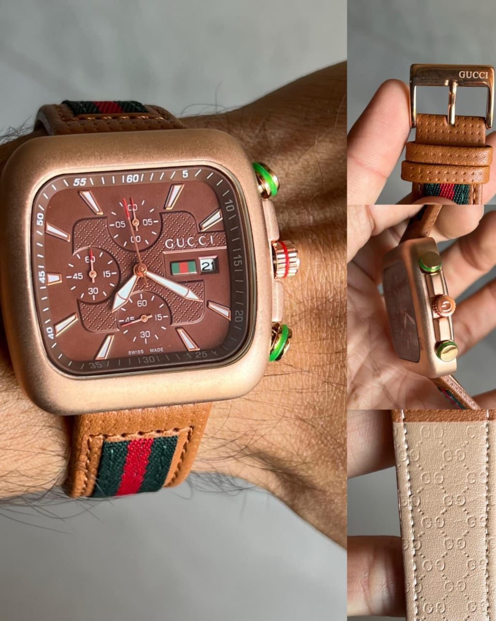 Gucci Elegant Brown Dial Chronograph