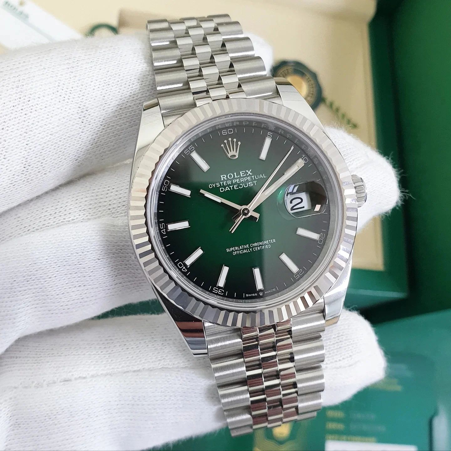 Rolex Perpetual Date Just Green Jubilee