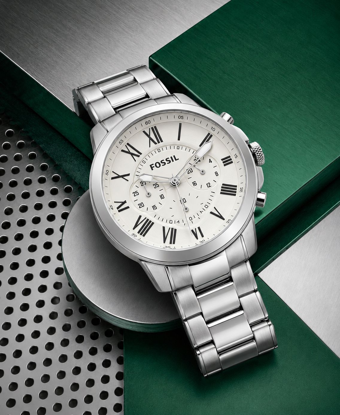 Fossil FS-4735 White Dial Silver Edition