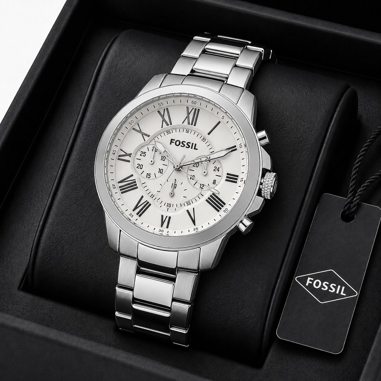 Fossil FS-4735 White Dial Silver Edition