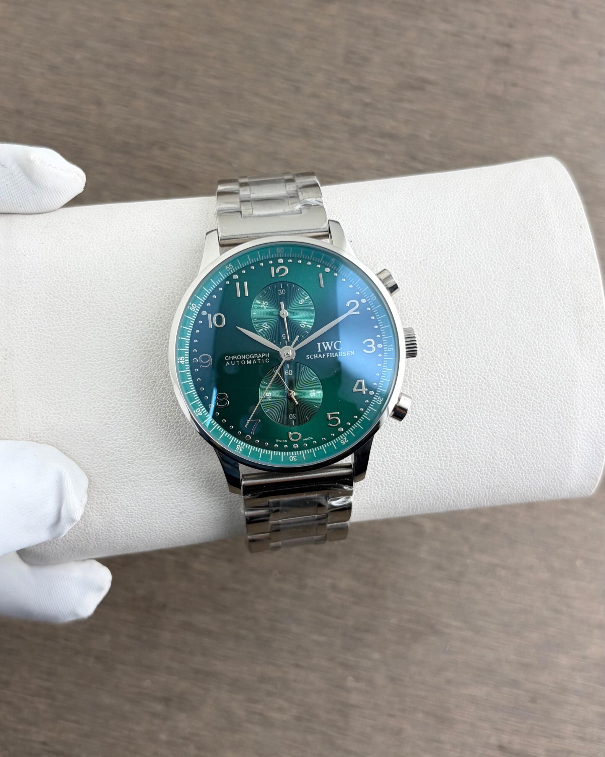 IWC Portugieser Silver Green Dial Chronograph