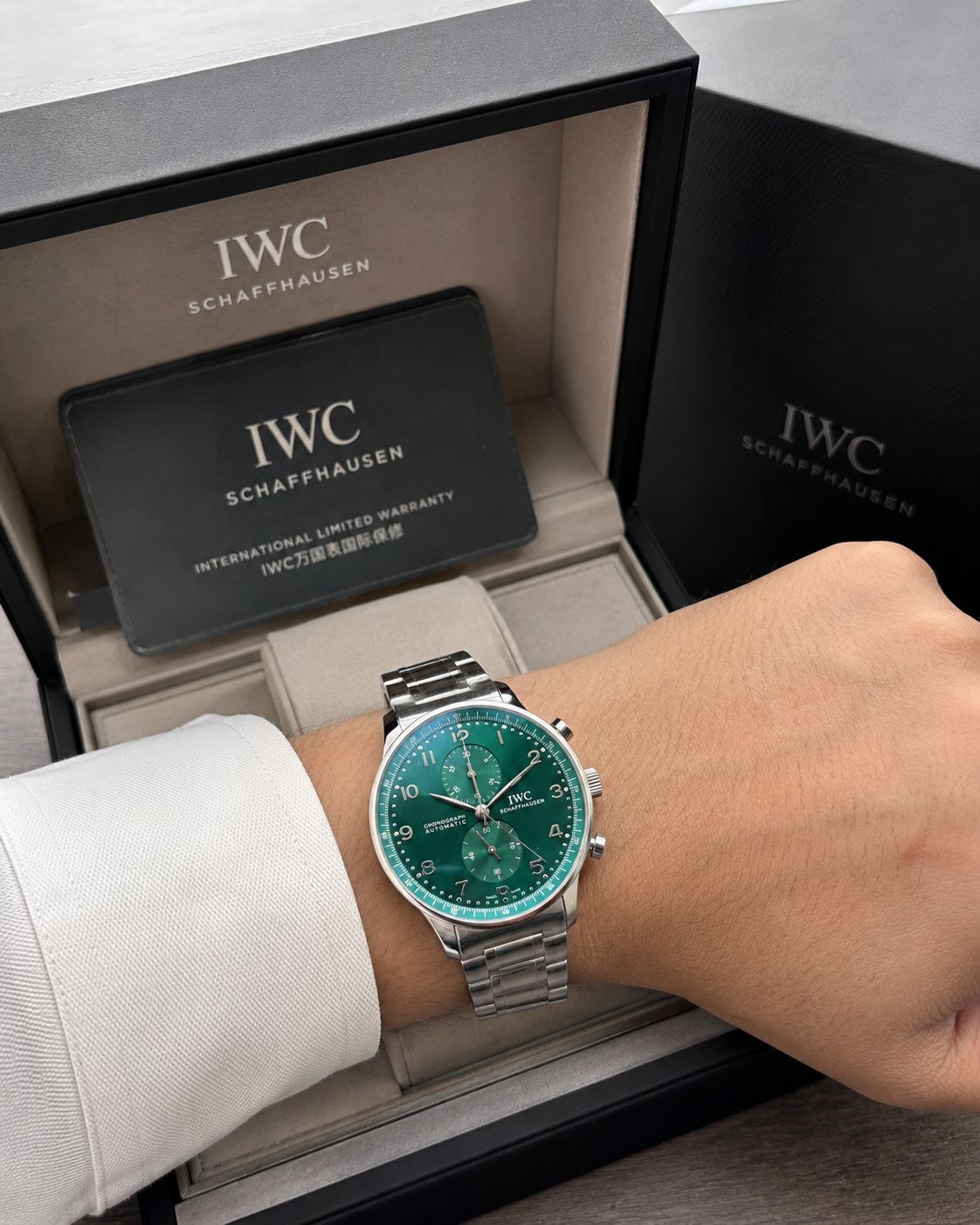 IWC Portugieser Silver Green Dial Chronograph