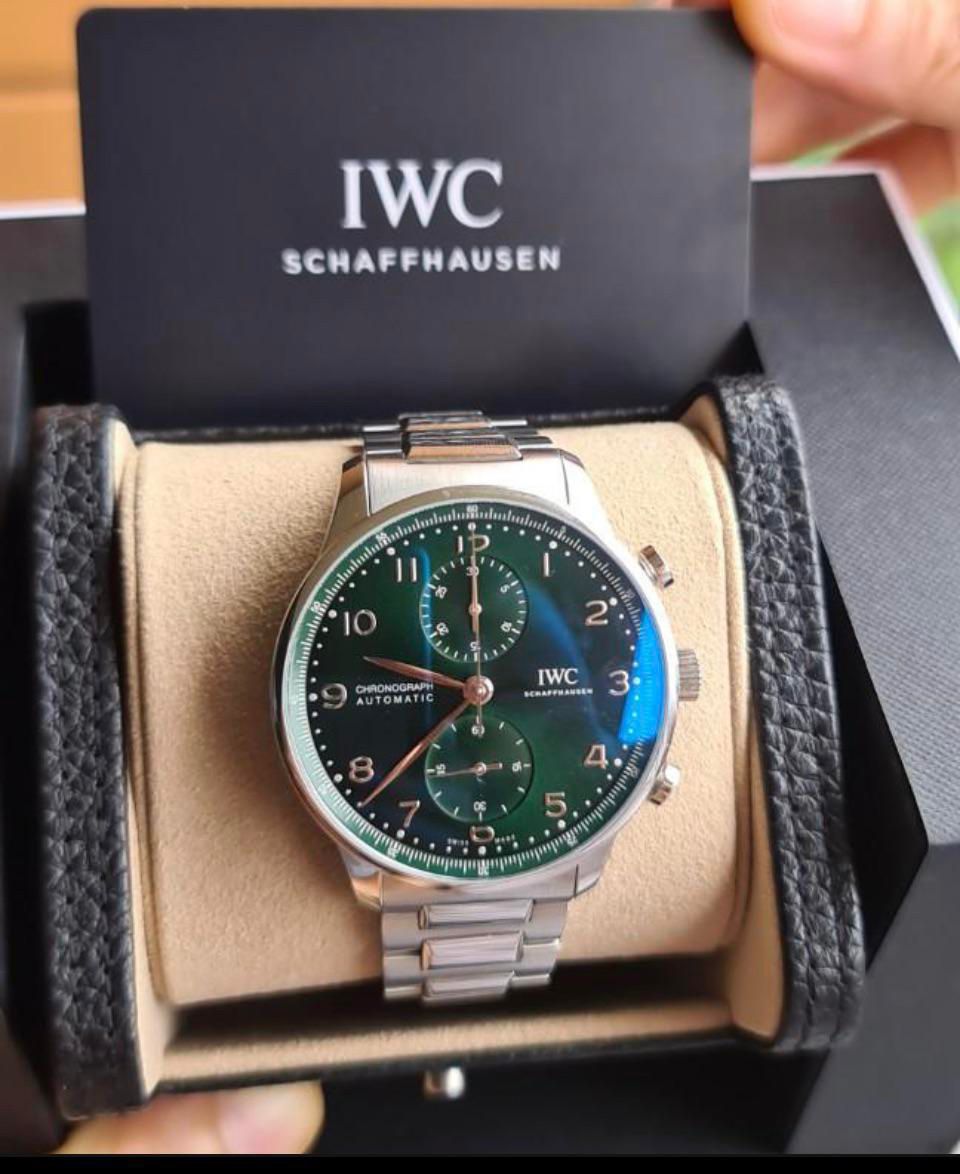 IWC Portugieser Silver Green Dial Chronograph