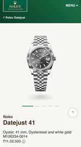 Rolex Oyster Perpetual Datejust Grey Dial